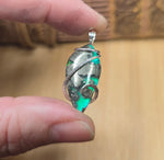 Marcasite Chalcedony on Caribbean Green Aurora Opal – Sterling Silver Pendant