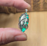 Marcasite Chalcedony on Caribbean Green Aurora Opal – Sterling Silver Pendant