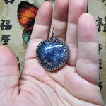 Purple Heart Shape Double-sided Grape Agate Pendant Necklace in Sterling Silver