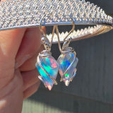Faceted Rainbow Aurora Opal Earrings In Sterling Silver
