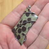 Green and Brown Cone Pine Forest Oolite Limestone Polka Dot Pendant in Sterling Silver