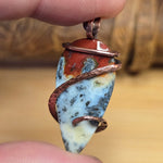 Fiery Common Opal Pendant Marcasite Inclusions - Copper Wrapped