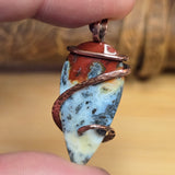 Fiery Common Opal Pendant Marcasite Inclusions - Copper Wrapped