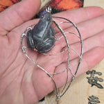 Mystic Hopper – One-of-a-Kind Purple Labradorite Frog Pendant