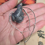 Mystic Hopper – One-of-a-Kind Purple Labradorite Frog Pendant