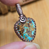Nevada Turquoise Pendant - Copper Gallery Wire Wrap