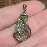 Chalcopyrite Druzy Pendant - Cold-Forged Hammered Copper