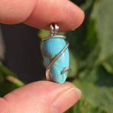 Sky Blue 10ct Turquoise Pendant - Hammered Sterling Silver