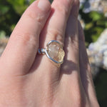 Oregon Sunstone Ring sz 8.5 Sterling Silver – Pink Center with Light Schiller
