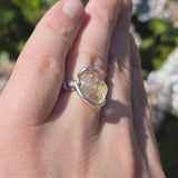 Oregon Sunstone Ring sz 8.5 Sterling Silver – Pink Center with Light Schiller