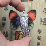 Rare Bright Purple Luna Agate Pendant in Silver – Mexican Orbicular Chalcedony