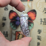Rare Bright Purple Luna Agate Pendant in Silver – Mexican Orbicular Chalcedony