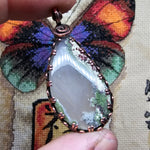 Banded Agate with Moss Agate Pendant in Copper