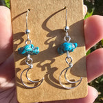 Kingman Turquoise Nugget Moon Earrings in Sterling Silver