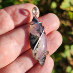 Lavender Moss Agate Pendant – Black Inclusions in Sterling Silver