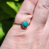 Natural Turquoise Ring sz 7.5 – Sky Blue Cab Matrix Sterling Silver