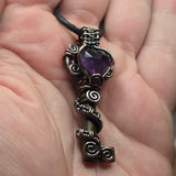 Amethyst Heart Key Pendant – Rose Cut Gem Wire Wrap Design
