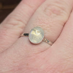 Moonstone Ring sz 11 – Golden + Ice Blue Flash Sterling Silver