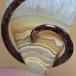 Crazy Lace Agate Pendant with Crystal Crown – Copper Setting