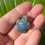 Tidewalker – Labradorite Sea Turtle Pendant in Sterling Silver