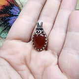 Striking Red Orange Carnelian Agate Pendant in Sterling Silver