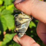 Marcasite Plume Agate Pendant in Sterling – Forged Embrace Setting