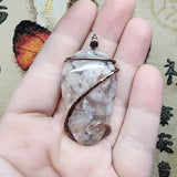 Cherry Blossom Plume Agate Pendant Necklace in Copper