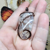 Cherry Blossom Plume Agate Pendant Necklace in Copper