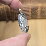 Lavender Moss Agate Pendant – Black Inclusions in Sterling Silver