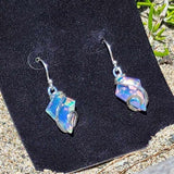 Faceted Rainbow Aurora Opal Earrings In Sterling Silver