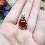 Striking Red Orange Carnelian Agate Pendant in Sterling Silver