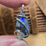 Boulder Opal Pendant with Blue-Green Fire – Sterling Silver Forged Embrace