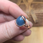 Aquamarine Copper Ring Size 6.5 – Deep Blue Cabochon