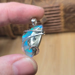 Teal Blue Marcasite Agate with Aurora Opal – Sterling Silver Pendant