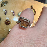 Rough Watermelon Tourmaline Crystal Ring in Sterling Silver Ring Sz 6