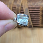 Aquamarine Crystal Ring – sz 7.5 – Clear Blue Natural Beryl