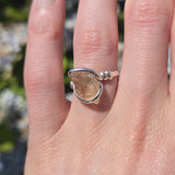 Oregon Sunstone Ring sz 8.5 Sterling Silver – Pink Center with Light Schiller