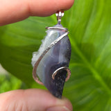Purple Red Agate Crystal Pendant – Sterling Silver One-of-a-Kind