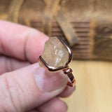 Raw Oregon Sunstone Crystal Ring Sz 6.5 in Copper
