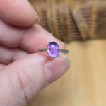 Soft Violet Amethyst Ring sz 5 – Hammered Sterling