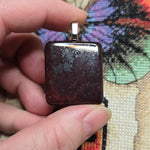 Red Moss Jasper Pendant – Square-Cut with Black Manganese Veins