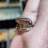 Rough Watermelon Tourmaline Crystal Ring in Sterling Silver Ring Sz 7