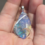 Mossy Sky Agate Pendant – Sterling & Aurora Opal Triplet - Rock Your World 