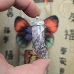 Rare Bright Purple Luna Agate Pendant in Silver – Mexican Orbicular Chalcedony
