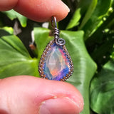 Double Sided Faceted Fiery Aurora Opal Pendant In Antiqued Sterling Silver - Rock Your World 