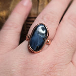 Pietersite Copper Ring sz Size 9.5 – Stormy Blue Fibrous Chatoyance