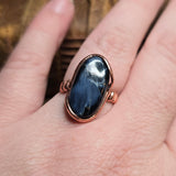 Pietersite Copper Ring sz Size 9.5 – Stormy Blue Fibrous Chatoyance