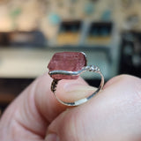 Pink Tourmaline Crystal Ring in Sterling Silver Sz 6.5