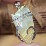Crazy Lace Agate Pendant – Sunrise Crest in Sterling Silver