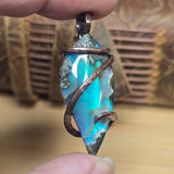 Marcasite Agate Aurora Opal Pendant – Recycled Copper